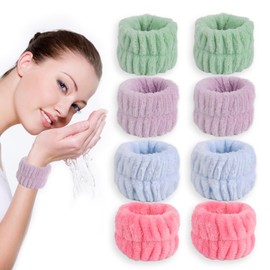 4 Pairs Wrist Spa Wash Bands Microfiber Wrist Washing Towel Band, Wrist Towels for Washing Face, Wristbands for Washing Face, Bracelets (Color B)