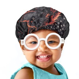 Snilety Sleep Cap for Long Hair Wolf American Flag Boys Sleeping Cap Breathable Sleep Cap Adjustable Stretch Head Cover Sleeping Beanie Hat