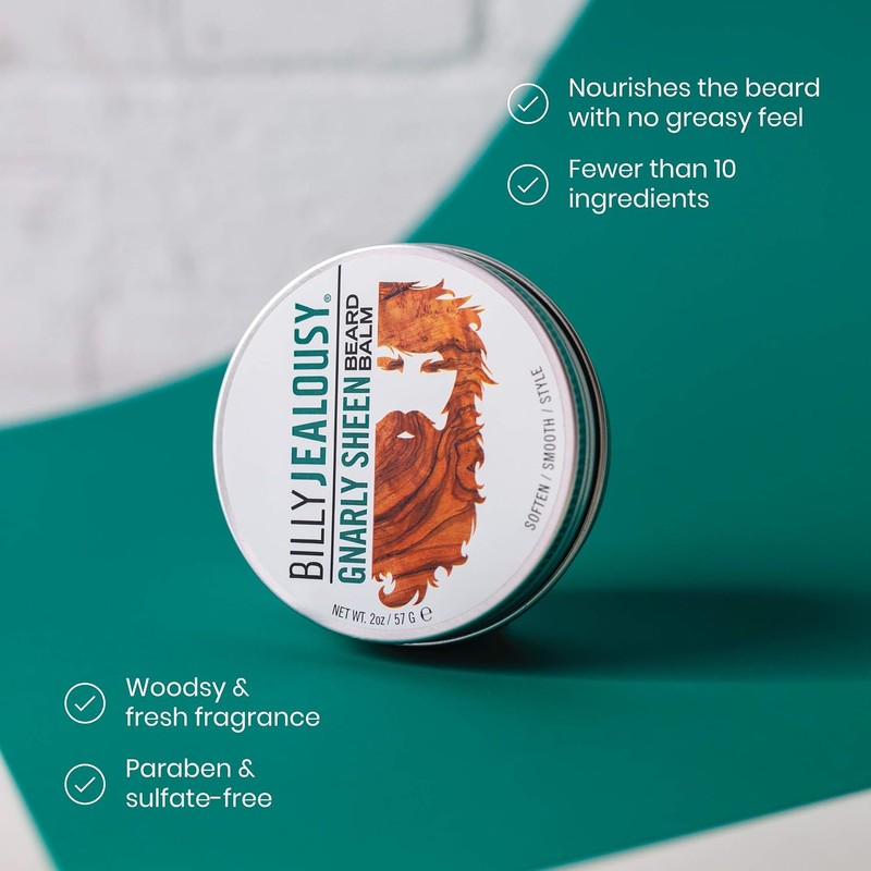 Billy Jealousy Beard Balm, Gnarly Sheen Woodsy, 2.0 oz.