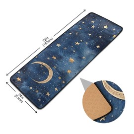 ALAZA Moon Stars Galaxy Runner Area Rug Non Slip Floor Mat for Hallway Entryway Living Room Bedroom Dorm Home Decor 72x24 inches