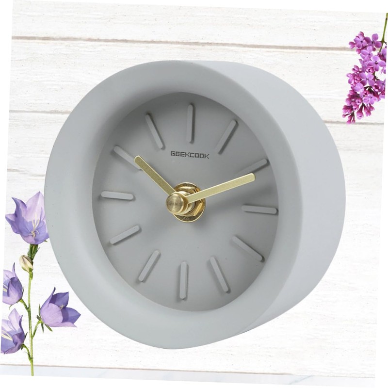 ORFOFE 1pc Industrial Style Mute Clock Light Grey Desktop Clock