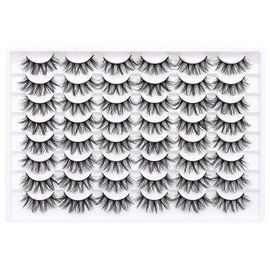 Azenlo False Eyelashes 24 Pairs Faux Mink Lashes 14mm Wispy Lashes 3D Fluffy Cat Eye Lashes （style 056)