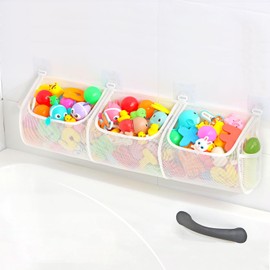 KPH Extra large bath toy storage bag, bath toy storage quickly organizes messy shower toys, mesh bath toy organizer dries fast without pooling, bathtub toy storage stores all baby toys,