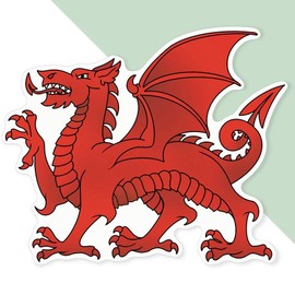 Extra Large 460mm 'Traditional Welsh Dragon' Permanent Sticker Decal for Cars/Windows/Bins/Walls (DW00127259)