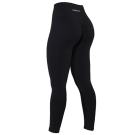 AUROLA Power Collection 2 Pieces Set Workout Leggings for Women Ribbed Thick Seamless Scrunch Active Pants,Set (Black+Black),M