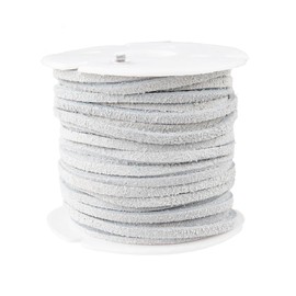 Craft County 3mm Suede Leather Cord for Necklaces, Bracelets, and DIY Crafts – White (25 Yards)