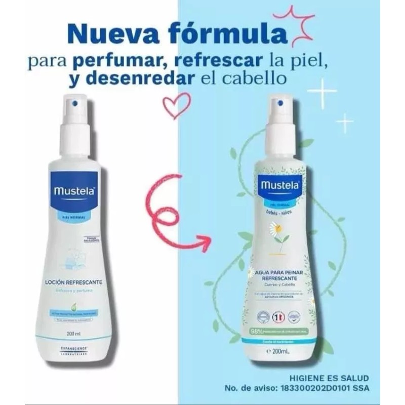 Mustela Loción Agua Refrescante Cuerpo Y Peinar Cabello Mustela