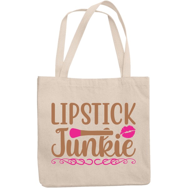 12oz Canvas Tote Bag - Lipstick Junkie, Lover of Lipsticks