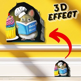 Adorable Pastry Mouse Reading Book Wall Sticker Decal – Kids Room, Classroom, Home Decor, Bookcase, Book Lover Gift, Children's Bedroom, Nursery, Cute Mouse, MICESTERPIECE