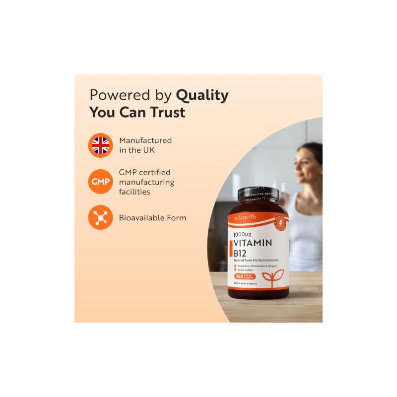 Nutravita Vitamin B12 1000mcg - 365 High Strength Tablets -