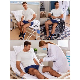 Deyeek Tear Away Hip Surgery Shorts Breakaway Snap on Men's Tear Away Shorts Adaptive Clothing Knee Surgery Recovery Gifts Navy Blue