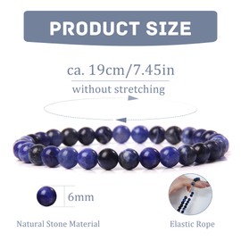 LOCCY Crystal Bracelet for Womens, 6mm Natural Stone Bracelet Gemstone Stone Bracelet Yoga Beads Bracelet Stretch Bracelet for Women Men Gifts for Birthday Christmas Valentine's Day (Sodalite)