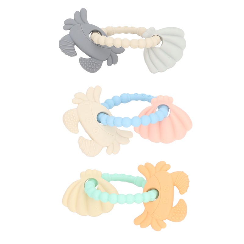 3pcs Silicone Shell Teething Ring Soothes Gum Soreness Crab Shell