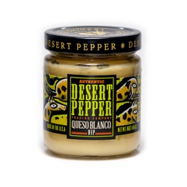 Desert Pepper Queso Blanco with Jalapeno Peppers, Green Chiles and White Cheddar Cheese, Gluten-Free, Low Carb Snack Queso Dip Medium Salsa, 6-Pack