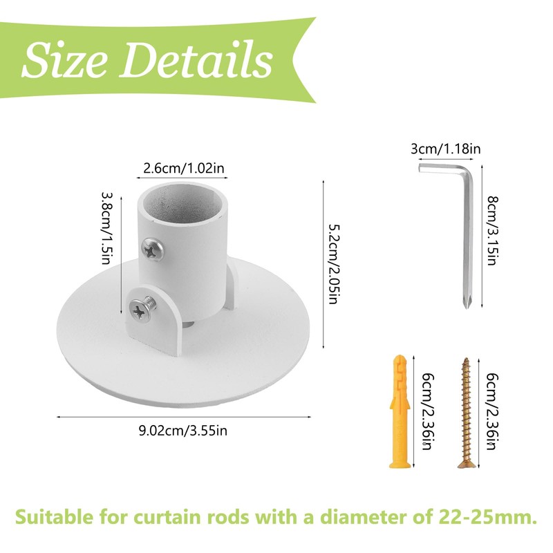 UFURMATE Shower Curtain Rod Bracket, 4 Pack 26mm Inner Diameter