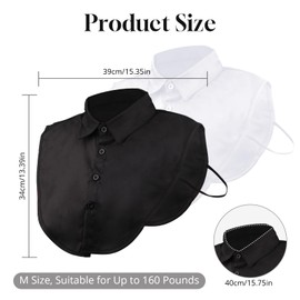 MIHURO 2 Pcs Collars for Women,White & Black Fake Collar, Detachable Collar with Elastic Band,Removable Blouse Collar Inserts Suitable for Daily Wear, Sweaters, Dress