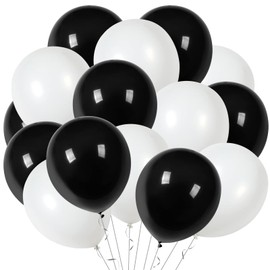 BTZO Balloons Bulk Pack of 50 10 Inch Round Standard Color Latex Balloons Black White Decoration Birthday Wedding Party Festival Cultural Festival 2 Assorted Colors
