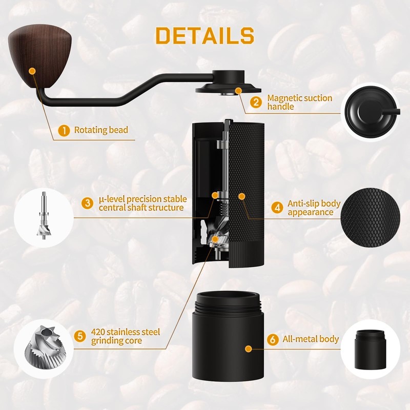 MAVO Manual Coffee Grinder, Wizard Hand Coffee Grinder, Capacity 25g