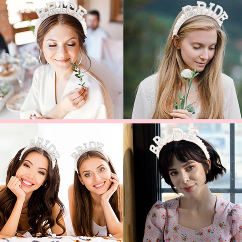 Pearl Bride Headband, Wide Pearl Headpiece, Bachelorette Party Gift, White