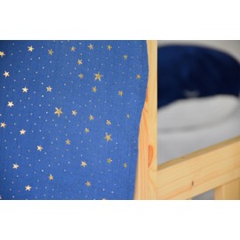 YellowNest House Bed Canopy - 100% Cotton - Bed Canopy House Bed Made of Muslin - Canopy Bed Curtains for Bed 70 x 140 cm and 80 x 160 cm - Without Bunting Children's Room Star (Navy Blue, 130 x 320