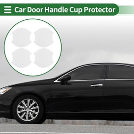Motoforti Car Door Handle Cup Protector Door Handle Scratches Protective Films 3.28"x3.7" Fiber Silver Tone Magnetic Rubber, PVC 4 Pcs