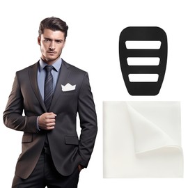 UOCAI 35 x 35 cm Pocket Square Silk with Holder, Silk Pocket Square for Men in Plain Soft for Wedding Tuxedo Suits Dinner Jackets, Sky blue, grey blue, dark blue, navy blue, white, M