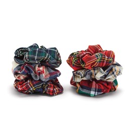 Twos Company Plaid-itude Plaid Scrunchies, Set of 6 Colors