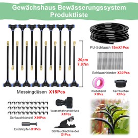 360° Curved Garden Automatic Irrigation System, Irrigation System, Greenhouse, Garden Watering, Raised Bed, Irrigation, Drip Irrigation for Greenhouse, Landscape, Vegetable Garden, Farm (15 m)