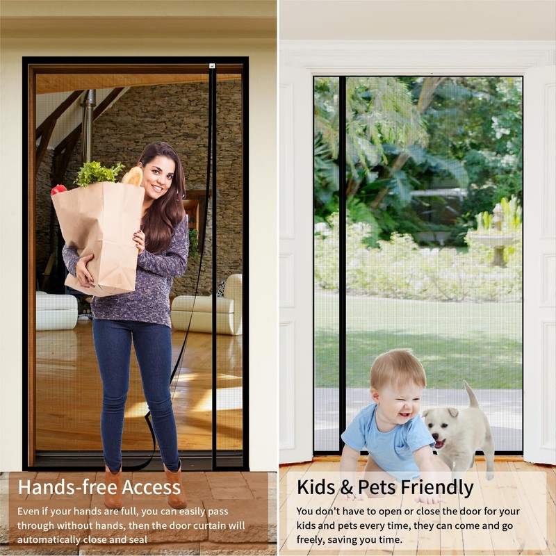 CHIYUNS Reversible Left Right Side Opening Screen Door Mesh Magnetic