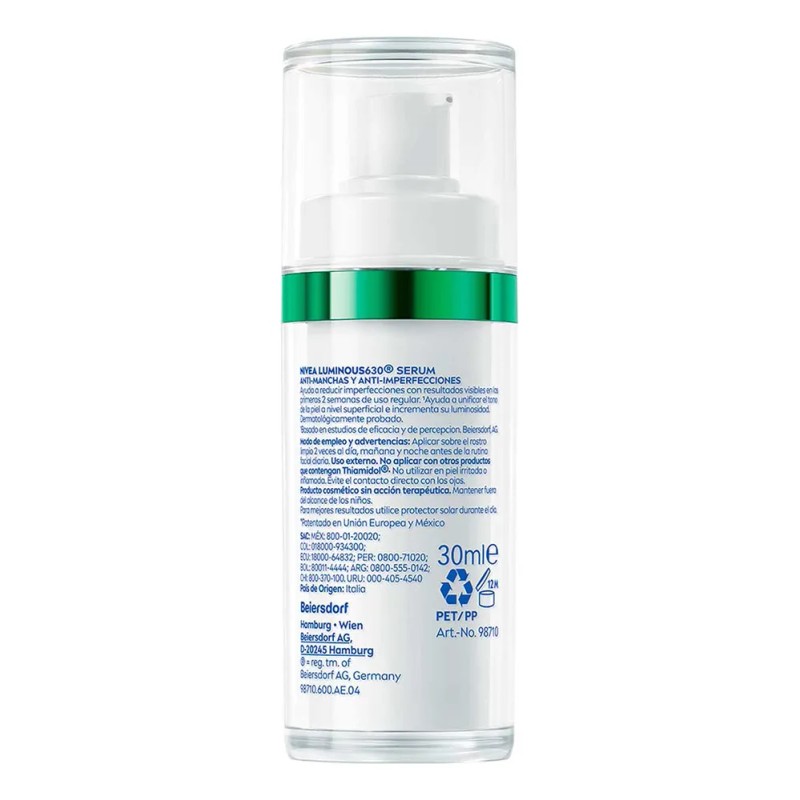 Nivea Luminous 630 Sérum Facial Anti-Manchas e Imperfecciones, 30 ml