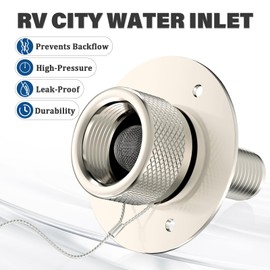 F-pianwe All Metal RV City Water Inlet with Check Valve RV water inlet -rv water fill inlet Leak Proof & Universal Fit for RV Camper Motorhome Trailer Marine -Nickel