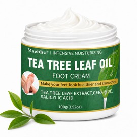 Tea Tree Foot Cream for Dry Rough Feet, Moisturizing Heel Cream with Urea, Salicylic Acid & Ceramide, Botanical Foot Moisturizer for Soft Smooth-Looking Skin, Daily Foot Care Formula