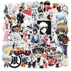 50PCS Gintama Stickers, Vinyl Waterproof Classic Japanese Anime Themed Set for Laptop, Water Bottles, Helmet, Cartoon Pack Decals with Party Supplies Favors for Kids Teens