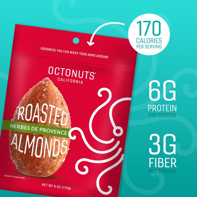 Octonuts Herbes de Provence Roasted Almonds (6oz) Plant Based Protein
