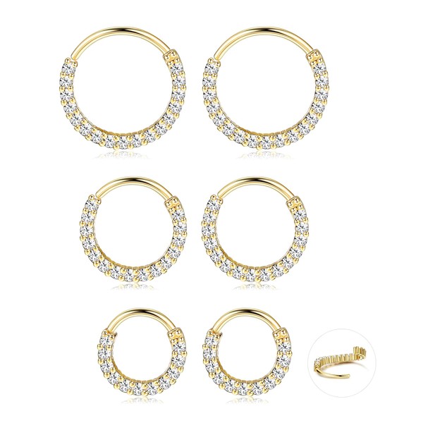 Dochais 6-9 Pair Earring Gold Silver, 14K Gold Plated Cubic