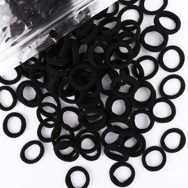 200PCS Black Baby Hair Bands – Mini Seamless Toddler Hair Ties – Soft Toddler Hair Ponytail Holders for Kids Girls, 1 Inch in Diameter, Black, by BAOLI