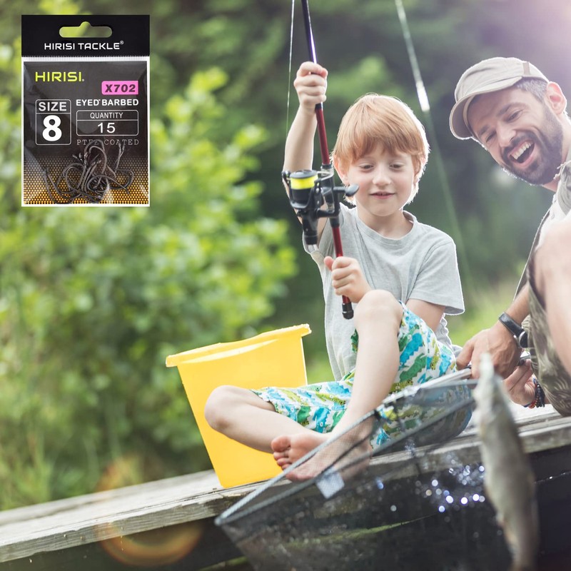 Hirisi X702 Fishing Hooks Size 8 with Barbed Hooks Carp