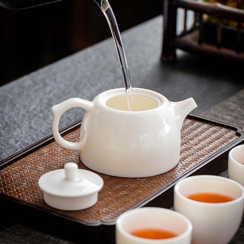 Fujian Dehua high white porcelain teapot, Lantern pot, Kung fu