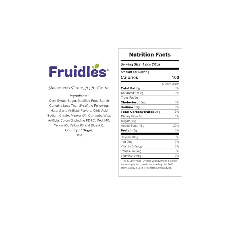 Fruidles Assorted Fruit Juju Coins, Delicious Jelly Gummy Candy, Fun