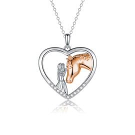GULICX Horse Gifts for Teen Girl Women, Girl with Horse Necklace Heart Pendant Jewelry Gifts for Horse Lover, Valentines Day Easter Basket Birthday Christmas Stocking Stuffers Presents