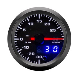 Supmico Universal Car Truck 52mm Turbo Boost Gauge Meter Kit PSI 7 Color LED Light Pointer Dial Digital Dual Display Indicator Electronic