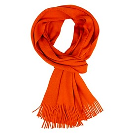 Rotfuchs Knitted Scarf Women's Scarf Men's Scarf Plain All Year Round Fine Knit Made in Germany, orange