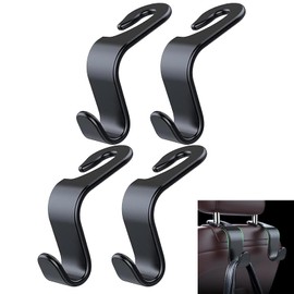 TCPENG 4PCS Car Hooks, Car Bag Auto Hooks Black Car Storage Hooks Portable Organizer Holder Hooks Coat Hanger Hooks, Car Handbag Holder Back Seat Headrest Hanger for Coat Purse Grocery Bag Holder