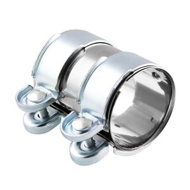 Laroal Exhaust Clamp Diameter 51 Mm/L 95 Mm Pipe Connector Double Clamp Exhaust Pipe Clamp Universal Stainless Steel Clamp Repair Clamp Connection