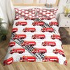 Manfei Fire Truck Duvet Cover Set Single Size, Red Fire