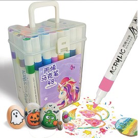 Acrylic Paint Markers 48 Colors - Quick-Drying, Highly Pigmented Adult Coloring Pens with Smooth Flow, Waterproof & Odorless for Art, Crafts, DIY