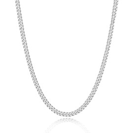 LOCCY Men's/Women's Curb Chain Necklace, 3.5/5/6/7/8 mm Wide Stainless Steel Gold-Plated/Silver Cuban Chain, Gold Chain, Silver Chain, Hip-Hop Chain, Necklace, Length 46–66 cm, Stainless Steel, No
