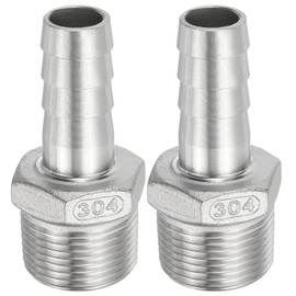 PATIKIL 304 Stainless Steel Barb Hose Fitting, 2 Pack 5/8" Hose Barb x 3/4" NPT Thread Pipe Connector Adapter Quick Fittings for Bore Air Water Connecting