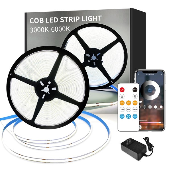 Yeewhale COB LED Strip Lights 6000K 65.6ft DC 24V Dimmable
