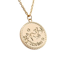 LuckyLy Collar Oro 18k de Horóscopo con Dije de Signo Zodiacal Sagitario, Cadena de Acero Inoxidable con Baño de Oro 18k – Joyería Zodiaco, Regalos para Mujer Cumpleaños y Regalos para Novia, Modelo Astra